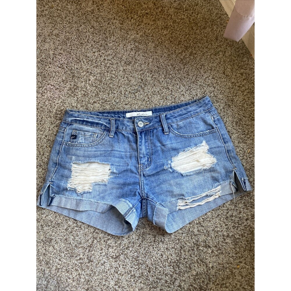 KanCan Distressed Low Rise Shorts With Cuffed Hem Size M